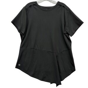 TAIL Women's Black Athletic Top Cutout Shoulder Criss Cross Back Asymmetrical XL